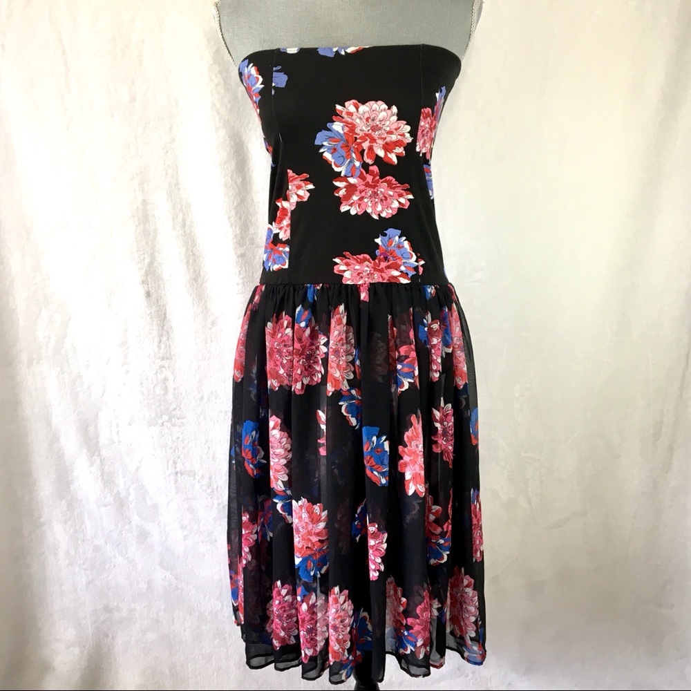 FREE PEOPLE Black & Floral Tube Top Dress/Skirt.